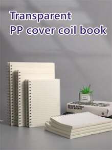 5pcs/set 1200 Pages Coil Notebook With Horizontal Lines For Students, Simple Pp Waterproof Cover, Three Sizes Available: A4, B5, A5 - White - View 3