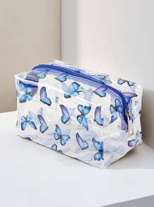 1pc School Pencil Case Transparent Butterfly Stationery Box Large Capacity Cute Pencil Bag Girls Storage Bag Pencilcase