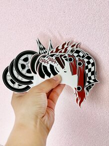 24pcs Racing Car Cake Topper Flag Tires Cake Decoration Competition Birthday Party Supplies For All People - Black - View 2