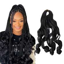 French Curly Braiding Hair, Perience 24 Inch Bouncy Braiding Hair Pre Stretched, Easy Braid French Curl Braids, Lightweight Synthetic Wavy Hair Extensions For Braids - Black - View 1