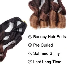 Tiếng Pháp Quăn Bím tóc Tóc , 24 Inch Co giãn Bím tóc Tóc Kéo dài , Dễ Bím tóc Tiếng Pháp Xoăn Bím tóc , Nhẹ Sợi tổng hợp Dợn sóng Nối tóc Đối với Bím tóc - Nhiều màu - Xem 3