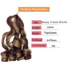 French Curly Braiding Hair, Perience 24 Inch Bouncy Braiding Hair Pre Stretched, Easy Braid French Curl Braids, Lightweight Synthetic Wavy Hair Extensions For Braids - Multicolor - View 4