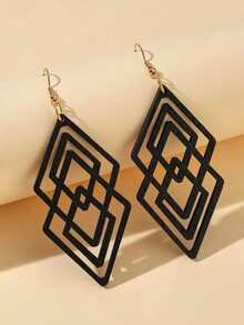 2 件裝鑽石形耳環適合女士在聚會、宴會、約會和節日時佩戴,作為禮物 - 黑色 - 查看 3