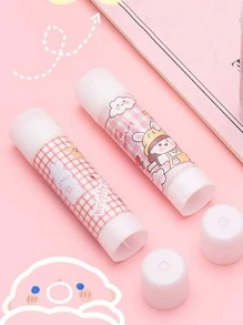 2入組卡通圖形素色口香糖，可愛易於使用學校素色口香糖 - 彩色 - 查看 1