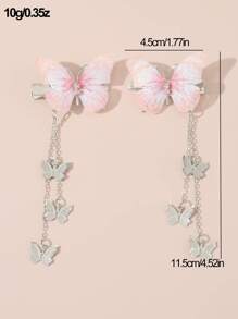 2个装女士简约优雅蜜桃色蝴蝶流苏发夹，适合日常佩戴 - 彩色 - 查看 6