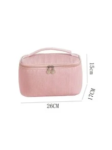 Large Capacity Toast Cosmetic Bag Portable Kit For Makeup Brushes, Lipsticks, And Other Cosmetic Tools, High Aesthetic Value - Pink - View 4