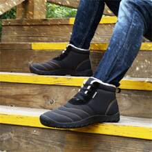 1 par de mujeres pareja estilo de moda Botas de nieve , talla grande , impermeable de tela , cálido Botas altas con felpa recubrimiento