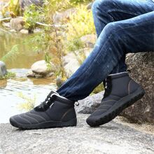 1 par de mujeres pareja estilo de moda Botas de nieve , talla grande , impermeable de tela , cálido Botas altas con felpa recubrimiento