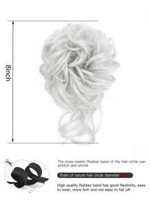 Synthetic Wig 10 Inches Short Curly Hair Elastic Wig Hair Ring Synthetic Fiber Matte High Temperature Silk Suitable For Daily Wear Gray - Grey - View 3