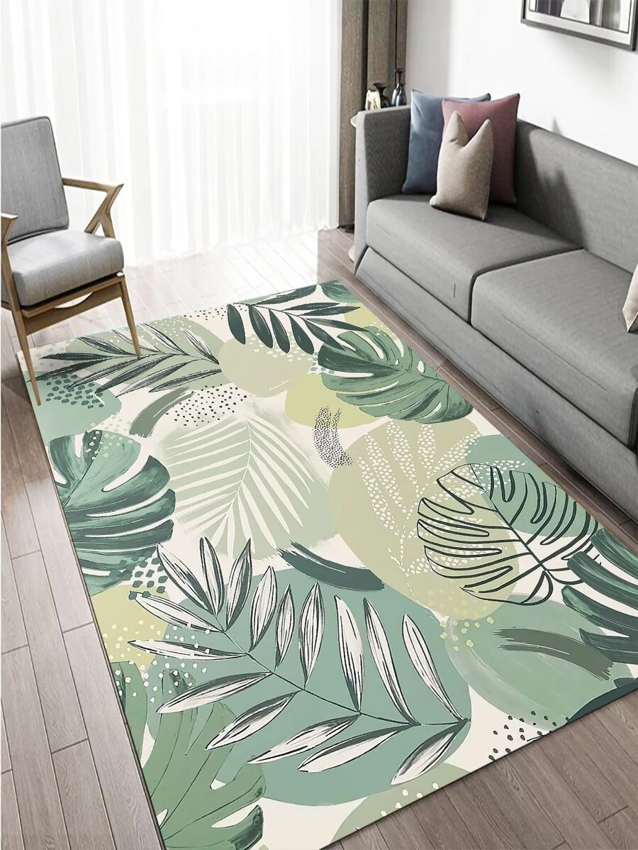 1pc Leaf Pattern Rug - Multicolor - View 1