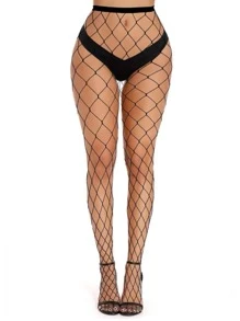 2pairs Women's Sexy Fishnet Stockings Hollow Out Anti-hook Tights, Small Mesh Pattern - Black - View 4