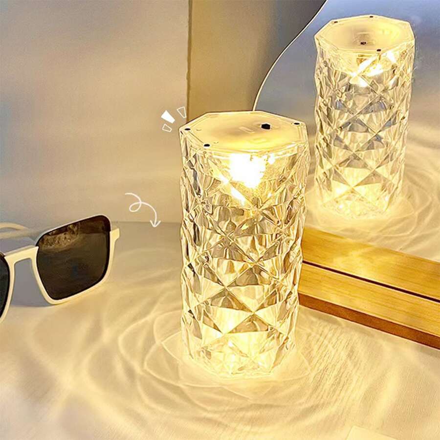 1pc Mini Rose Decorative Atmosphere Lamp, Bedside Table Lamp, Night Light, Photo Shooting Light, Projection Light For Bedroom - Clear - View 1