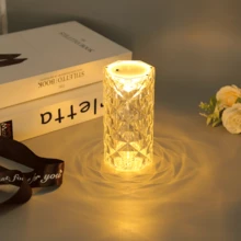 1pc Mini Rose Decorative Atmosphere Lamp, Bedside Table Lamp, Night Light, Photo Shooting Light, Projection Light For Bedroom - Clear - View 2