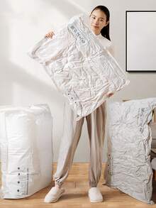 1入組真空壓縮旅行收纳包適用於服裝,床上用品 - 藍白色 - 查看 2