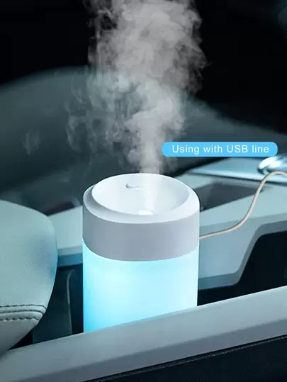 มินิ USB Powered Quiet 7-Color Lamp Humidifier, Tabletop Compact Silent Atmosphere Light Humidifier - USB Powered, เหมาะสำหรับบ้าน, รถยนต์, สำนักงาน, ห้องนอน - เหมาะสำหรับพื้นที่ขนาดเล็กและอากาศแห้ง, เครื่องเพิ่มความชื้นในรถยนต์, ควบคุมความชื้นในสำนักงาน, สุนทรียศาสตร์สมัยใหม่