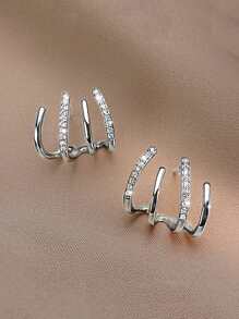 1pair Rhinestone Decorated Claw Shaped Stud Earrings Party Tiaras. Valentine's Day Accessories