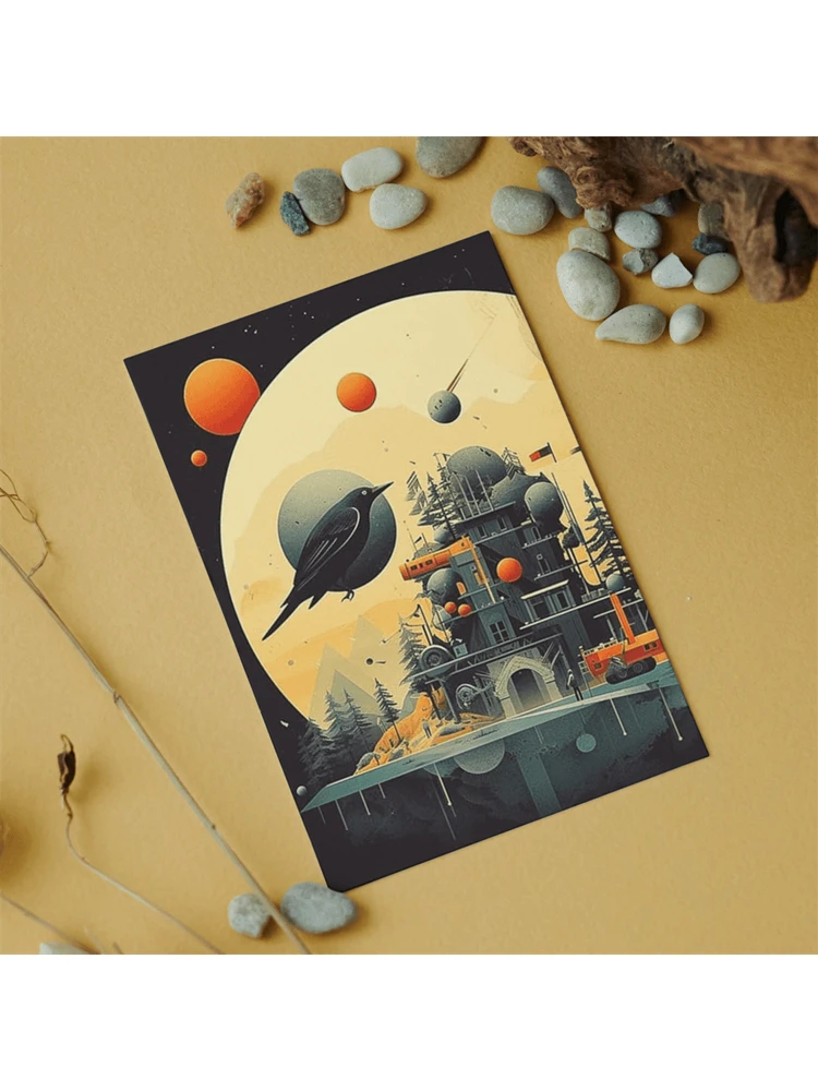 1pc No Frame 3.5*5inch / 8.9*12.7cm Mini Photo Decoration Card Suitable For Refrigerator, Photo Wall, Frame, Souvenirs, Collage Art Or Illustration. Star Exploration Series, One Piece Creative Design Without Frame 3.5*5inch / 8.9*12.7cm Photo Decoration Suitable For Home Daily Decoration, Festive Party Supplies, Science Fiction Art Universe Spaceship Space Exploration Space Travel Space Imagination Tl222 Suitable For Photo Walls, Frames, Diy Crafts, Restaurant, Cafe Decoration, Wedding And Party Decoration, Refrigerator Sticker, Wall Sticker, Work And Life Area Decoration, Creative Collage