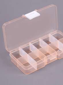 2pcs Small Size Detachable 10-compartment Clear Plastic Box, Multipurpose Jewelry Packing Storage Organizer - Orange - View 2