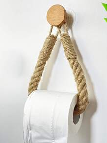 1pc Rope Creative Paper Roll Holder, Suction Cup, Toilet Toilet Paper Storage Rack, Toilet Paper Rack, Hygiene No-Drill Solid Wood Hook,Tissue Box Holder,Napkin Holder,Festival Family Gathering,Kitchen Dining Table Decor For Home Kitchen Bedroom Living Room Dining Room, Home Decoration Accessories, Decorative Box,Women Wedding Gift,Summer Travel Holiday Festival Must-Have