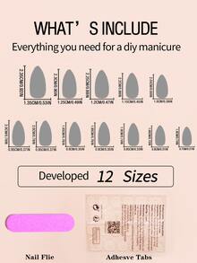 Elevate Your Style With 24Pcs Medium Long Pointed Nail Painted Halloween Full Coverage Nail Set For Women & Girl Press On Nails Nail Supplies Nails - Multicolor - View 5