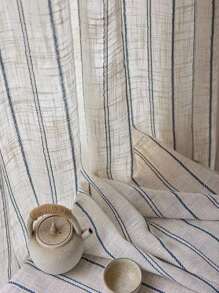 1pc Japanese Linen Style Striped Linen Gauze - Beige - View 1