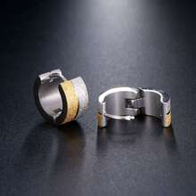 Stainless Steel Wide Sandblasting Earrings Hoop, Stud, Ear Cuff, Punk Style Ear Jewelry Handmade Polished