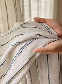 1pc Japanese Linen Style Striped Linen Gauze - Beige - View 5