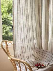1pc Japanese Linen Style Striped Linen Gauze - Beige - View 6