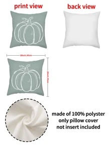 豐收季節南瓜字母印花聚酯纖維裝飾枕頭套,適用於客廳和臥室,1個 - 彩色 - 查看 2