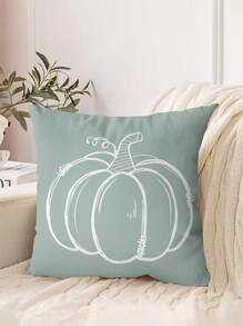 豐收季節南瓜字母印花聚酯纖維裝飾枕頭套,適用於客廳和臥室,1個 - 彩色 - 查看 5