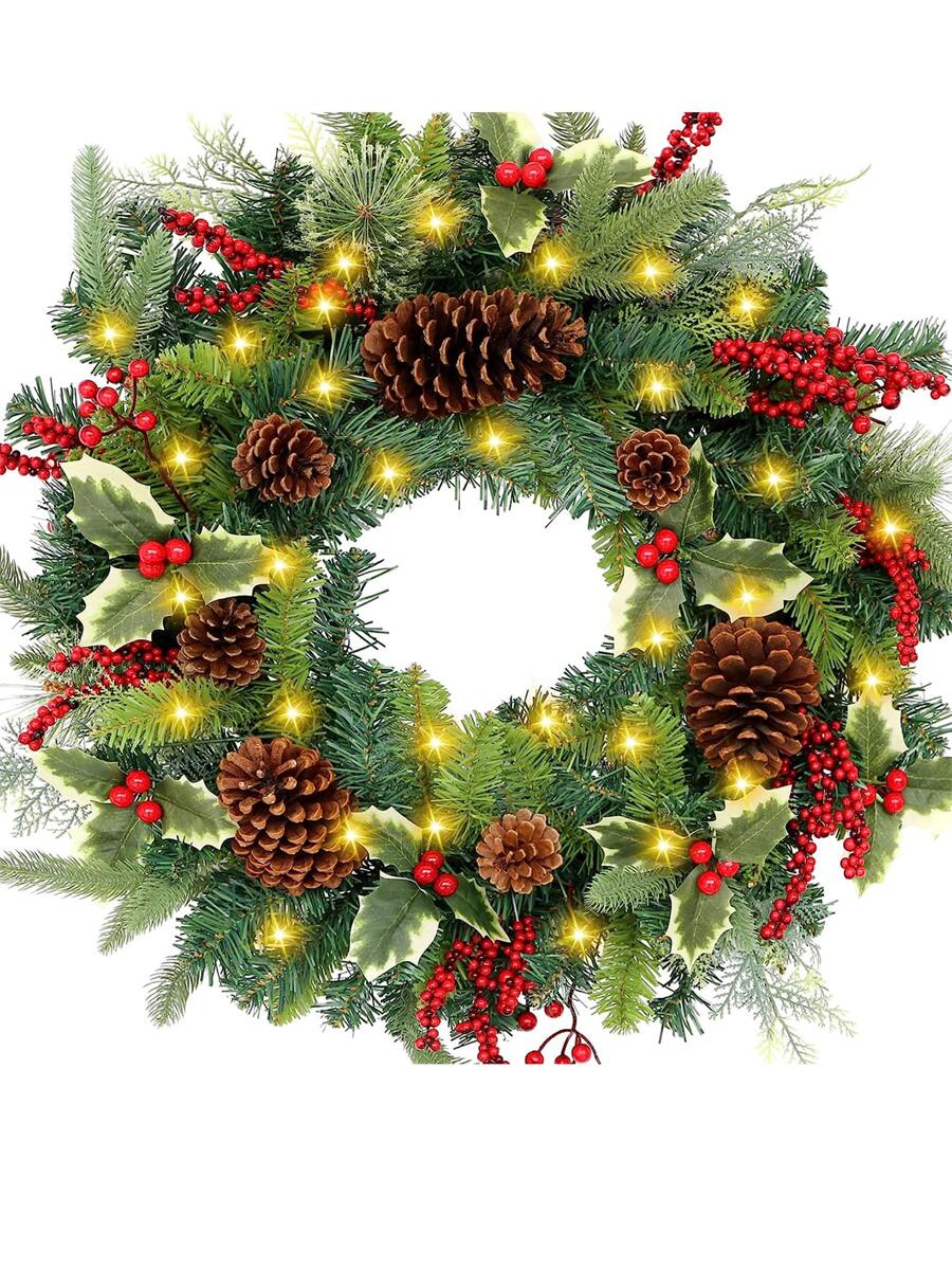 Christmas Wreath,PreLit Handcrafted ChristmasWreathswithLightsfor