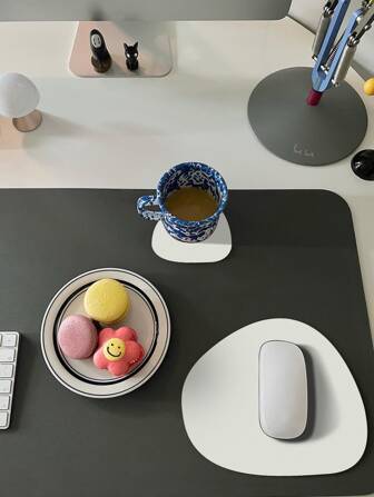 2pcs/Set Waterproof Anti-Skid Plush Bottom Simple Design Mouse Pad, Cup Coaster For Office And Home Back To School Gaming Mouse Pad Desk Accessories Office Supplies Office Desk Accessories Mousepad Mouse Pad For Desk