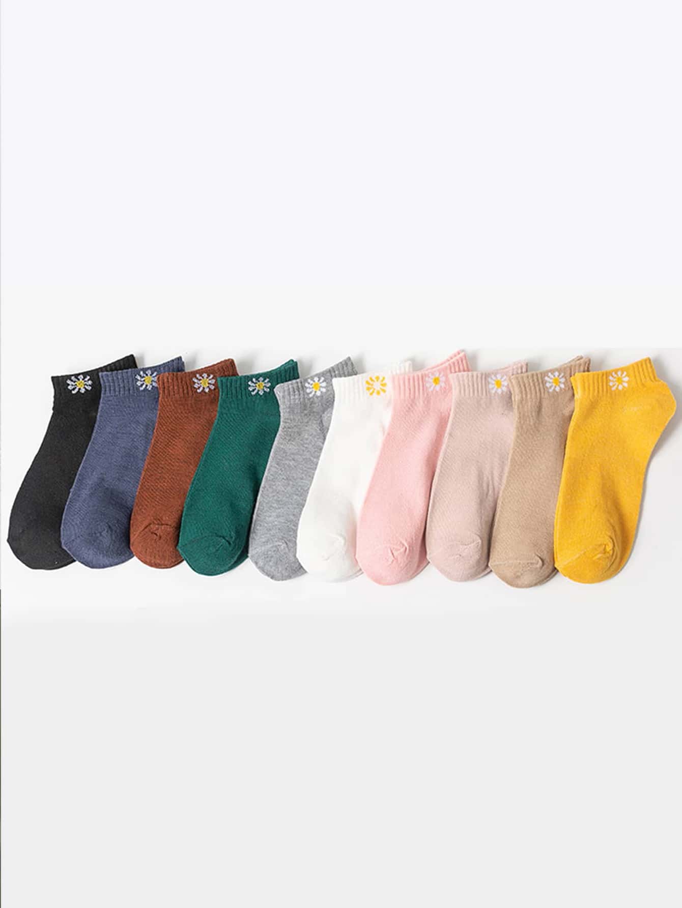 10pairs Women's Floral Short Socks - Multicolor - View 1