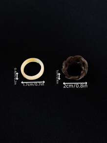 1set Brown Minimalist Twisted Plate Material Rings, 2pcs/set - Brown - View 3