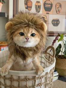 1pc Adjustable Cute Funny Hat For Autumn And Winter, Suitable For Dressing Up As A Lion, Cat, Dog, Etc. - Ginger - View 2