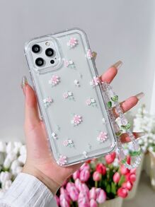 1 Stück niedlicher bunter Blumen Airbag mit Blumenschnur, Anti-Drop Handyhülle, kompatibel mit iPhone 15/15Pro/15Plus/15Promax