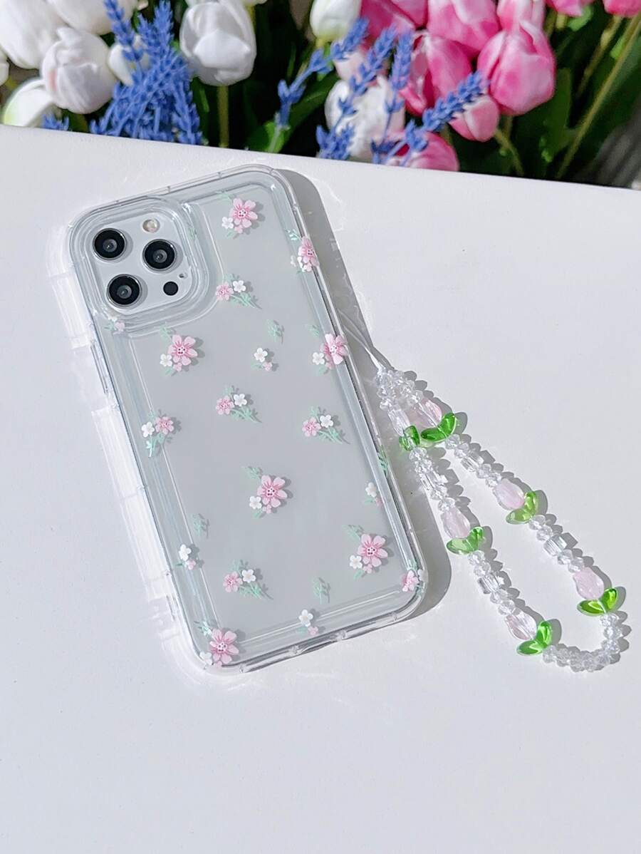 1 Stück niedlicher bunter Blumen Airbag mit Blumenschnur, Anti-Drop Handyhülle, kompatibel mit iPhone 15/15Pro/15Plus/15Promax