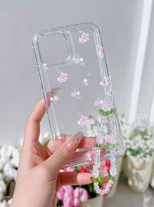 1 Stück niedlicher bunter Blumen Airbag mit Blumenschnur, Anti-Drop Handyhülle, kompatibel mit iPhone 15/15Pro/15Plus/15Promax