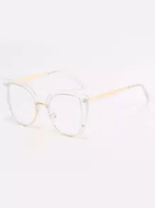 Monture de lunettes chat européenne et américaine, nouvelles lunettes plates légères pour femmes, accessoires de lunettes style street snap pour femmes pour la Saint-Valentin - Transparent - Voir 2