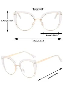 Monture de lunettes chat européenne et américaine, nouvelles lunettes plates légères pour femmes, accessoires de lunettes style street snap pour femmes pour la Saint-Valentin - Transparent - Voir 5