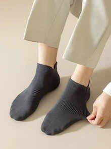 3對男士防滑低口襪子,帶有凝膠點,純色,適合家用、醫院、健身、芭蕾、瑜伽和普拉提,普通厚度 - 軍綠色 - 查看 10