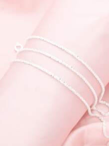 極簡閃亮純色925銀鏈,適合女性日常穿搭禮物 - 銀色 - 查看 4