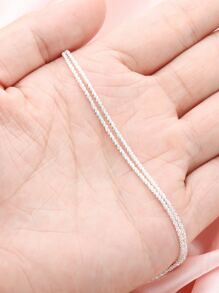 極簡閃亮純色925銀鏈,適合女性日常穿搭禮物 - 銀色 - 查看 2