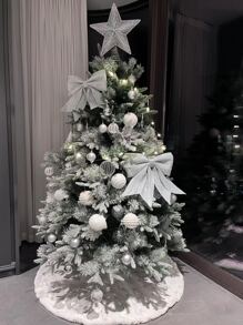 1pc Christmas Tree Skirt Decoration For Holiday Decoration And Party - White - View 4