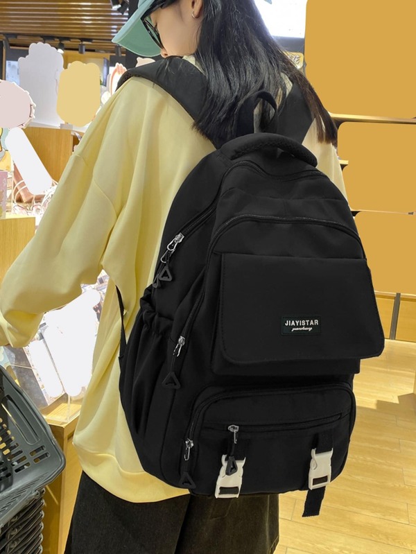 Lightweight,Business Casual Waterproof,Portable Letter Patch Decor Functional Backpack School Bag For Graduate,Teen Girls,Freshman,Sophomore,Junior & Senior In College,University & High School,Perfect For Outdoors,Travel & Back To School For Teen Girls Boys And Men,College,Elementary School,Middle School,High School,Work,Business,Commute,Outdoors,Travel,Outings, School Supplies, School Backpack, School Bag, Backpack For School, Back To School Backpack, School Bookbag, Big Backpack, Back To School Bags, Classic Casual, Suitable For Teen Girls Women College Students, Teacher, Perfect For Back To School, First Day Of School, Middle School, High School