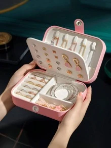 1pc Solid Color Jewelry Box - Pink - View 1