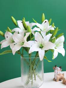 2pcs High Simulation Lily Bouquet For Home Living Room Decoration - White - View 1