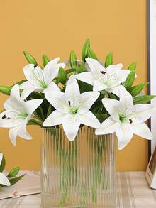 2pcs High Simulation Lily Bouquet For Home Living Room Decoration - White - View 4