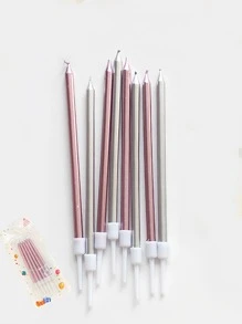 6 Peças Velas De Cera Douradas Banhadas Em Ouro Rosa Longas, Decoração De Bolo De Festa De Aniversário Infantil - Rosa ouro - Visão 4