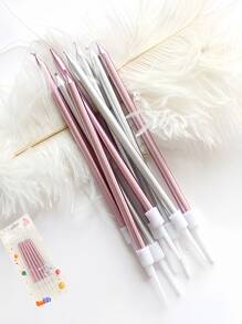 6 Peças Velas De Cera Douradas Banhadas Em Ouro Rosa Longas, Decoração De Bolo De Festa De Aniversário Infantil - Rosa ouro - Visão 3